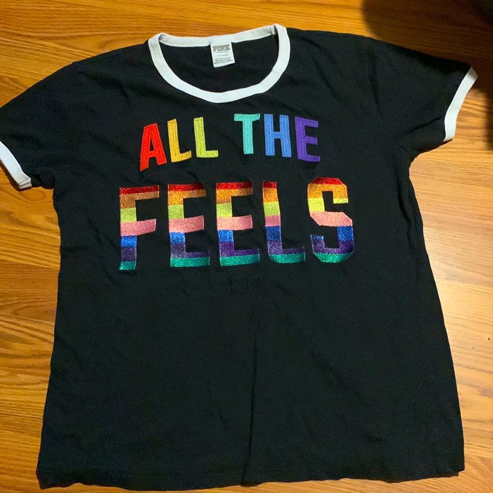Pink Victoria Secret Rainbow Tee size L